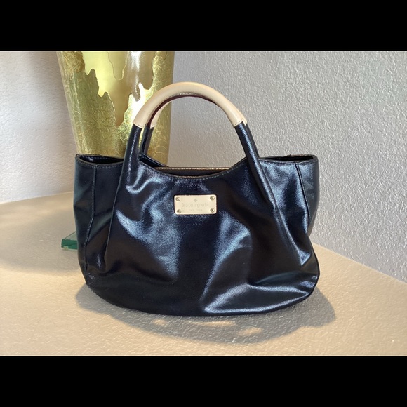 Kate Spade Black Patent w\Tan Leather Wrapped Handles - Picture 10 of 10